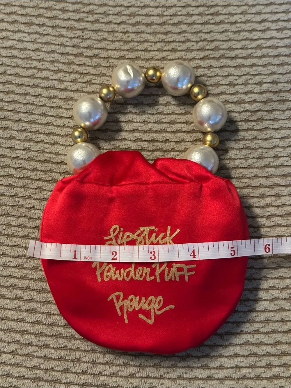 Nancy Bacich Satin Beaded Wristlet Bag - Red